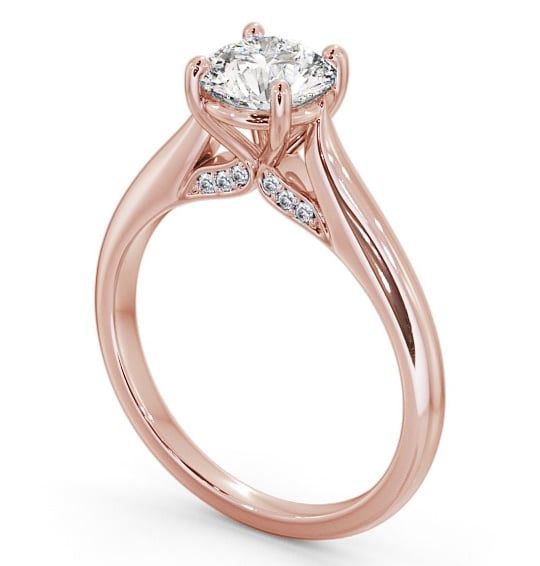 Round Diamond Engagement Ring with Diamond Set Bridge 9K Rose Gold Solitaire ENRD197_RG_THUMB1 