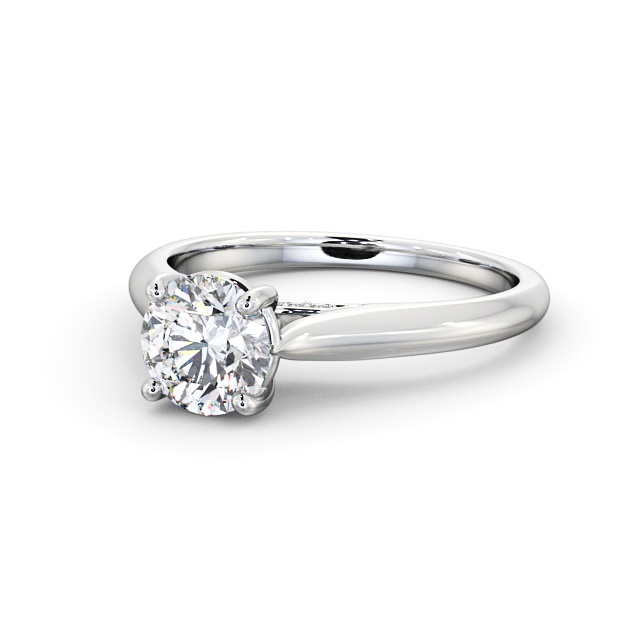 Round Diamond Engagement Ring 18K White Gold Solitaire - Agnese ENRD197_WG_FLAT