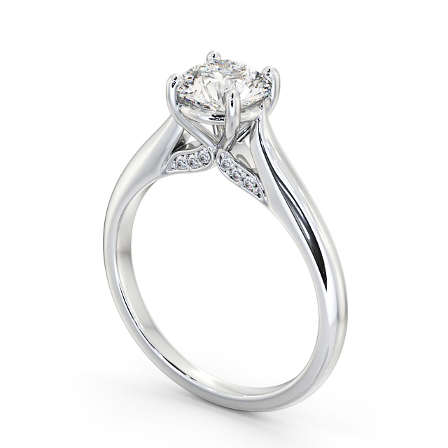 Round Diamond Engagement Ring 18K White Gold Solitaire - Agnese ENRD197_WG_SIDE