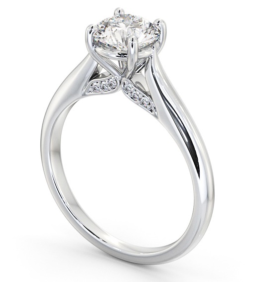 Round Diamond Engagement Ring with Diamond Set Bridge Palladium Solitaire ENRD197_WG_THUMB1 