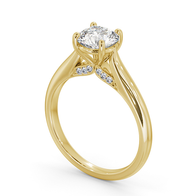 Round Diamond Engagement Ring 18K Yellow Gold Solitaire - Agnese ENRD197_YG_SIDE
