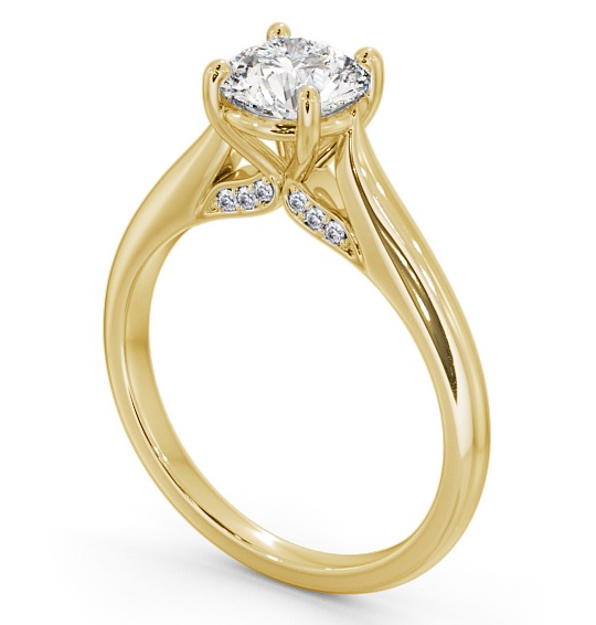 Round Diamond Engagement Ring with Diamond Set Bridge 18K Yellow Gold Solitaire ENRD197_YG_THUMB1 