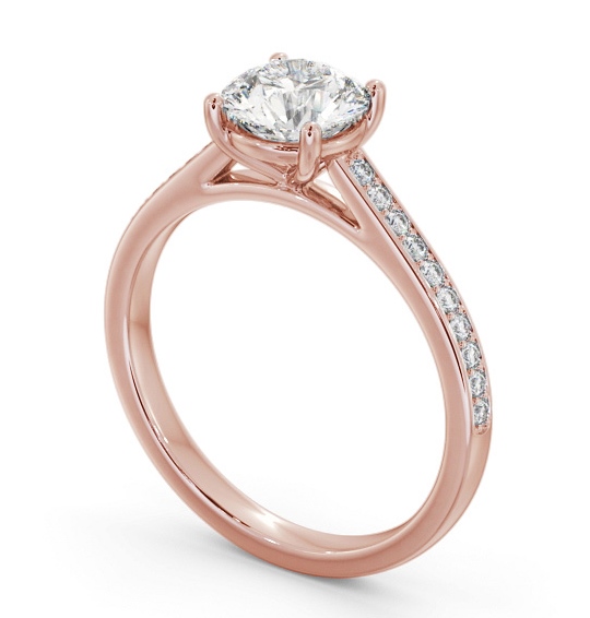 Round Diamond 4 Prong Engagement Ring 9K Rose Gold Solitaire with Channel Set Side Stones ENRD197S_RG_THUMB1