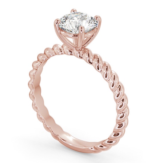 Round Diamond Rope Style Band Engagement Ring 18K Rose Gold Solitaire ENRD198_RG_THUMB1