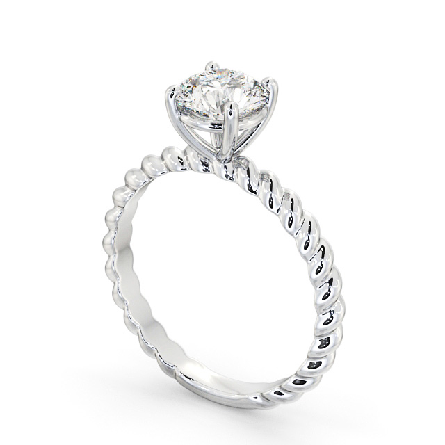 Round Diamond Engagement Ring 18K White Gold Solitaire - Henelle ENRD198_WG_SIDE