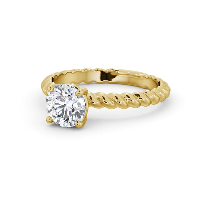 Round Diamond Engagement Ring 9K Yellow Gold Solitaire - Henelle ENRD198_YG_FLAT