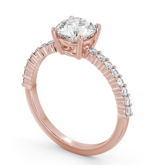Round Diamond Elegant Engagement Ring 9K Rose Gold Solitaire with Channel Set Side Stones ENRD198S_RG_THUMB1