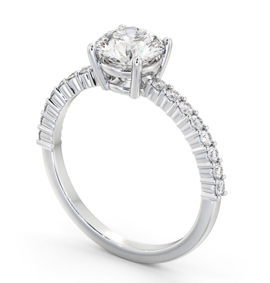 Round Diamond Elegant Engagement Ring Platinum Solitaire with Channel Set Side Stones ENRD198S_WG_THUMB1