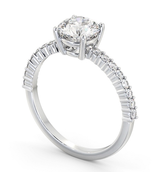 Round Diamond Elegant Engagement Ring Platinum Solitaire with Channel Set Side Stones ENRD198S_WG_THUMB1
