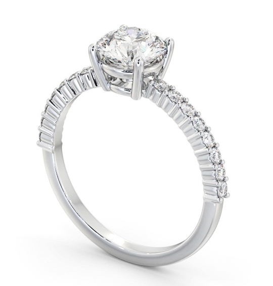 Round Diamond Elegant Engagement Ring 18K White Gold Solitaire with Channel Set Side Stones ENRD198S_WG_THUMB1 