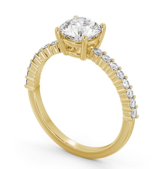 Round Diamond Engagement Ring 18K Yellow Gold Solitaire With Side Stones - Hawkins ENRD198S_YG_THUMB1