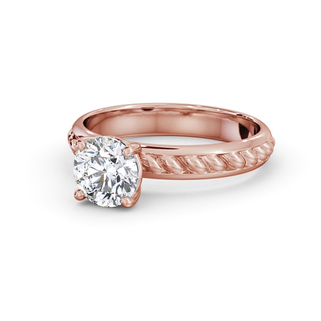 Round Diamond Engagement Ring 18K Rose Gold Solitaire - Kelsall ENRD199_RG_FLAT