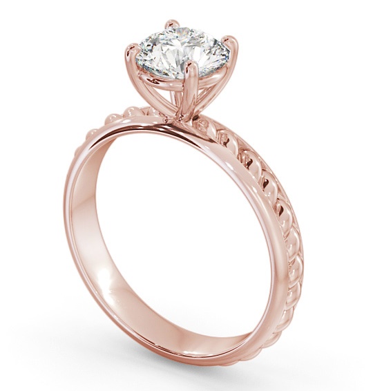 Round Diamond Rope Style Band Engagement Ring 18K Rose Gold Solitaire ENRD199_RG_THUMB1 