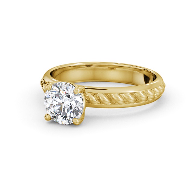 Round Diamond Engagement Ring 9K Yellow Gold Solitaire - Kelsall ENRD199_YG_FLAT