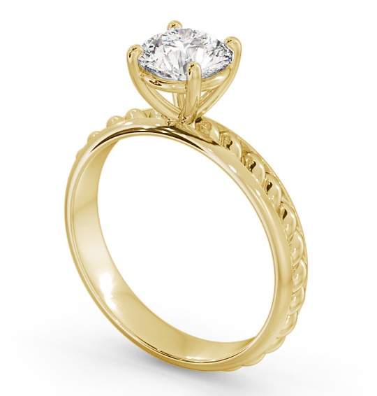 Round Diamond Rope Style Band Engagement Ring 18K Yellow Gold Solitaire ENRD199_YG_THUMB1