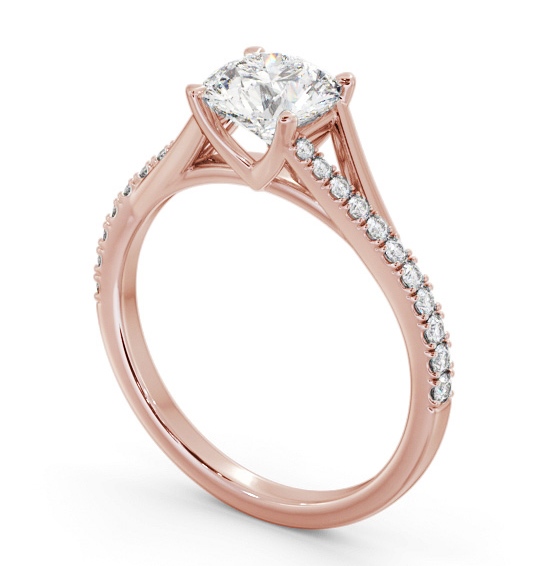 Round Diamond Engagement Ring 18K Rose Gold Solitaire with Offset Side Stones ENRD199S_RG_THUMB1