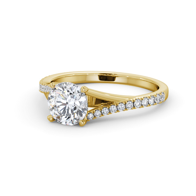 Round Diamond Engagement Ring 18K Yellow Gold Solitaire With Side Stones - Ardington ENRD199S_YG_FLAT