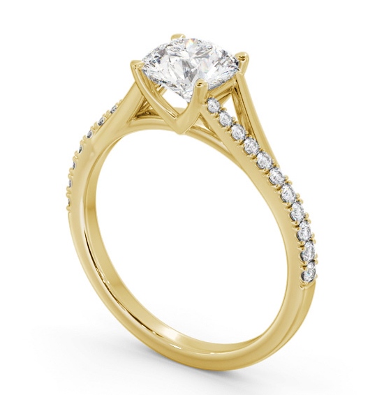 Round Diamond Engagement Ring 18K Yellow Gold Solitaire With Side Stones - Ardington ENRD199S_YG_THUMB1
