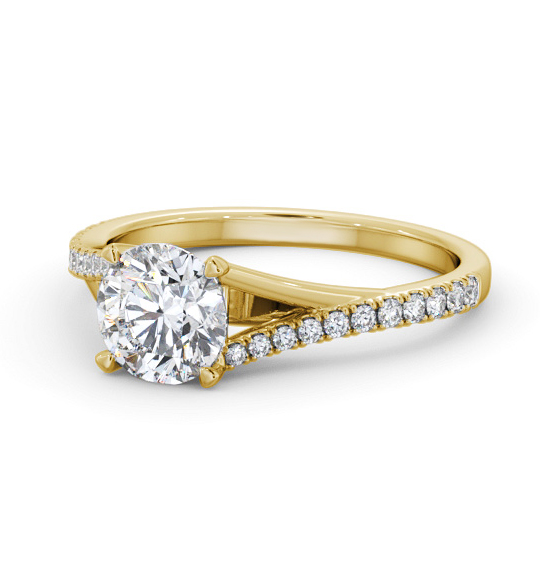 Ardington Round Diamond Engagement Ring Side Stones Split Band ENRD199S_YG_THUMB2 