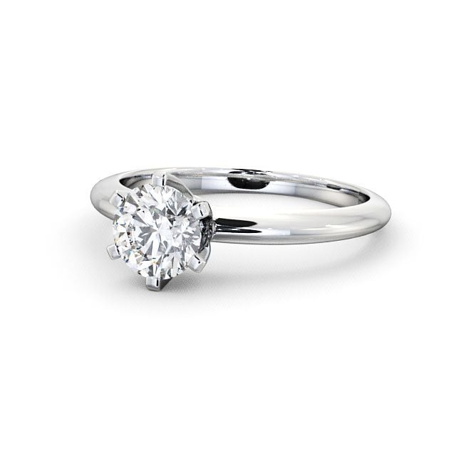 Round Diamond Engagement Ring Platinum Solitaire - Welbury ENRD19_WG_FLAT