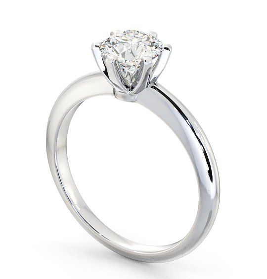 Round Diamond 6 Prong Engagement Ring 9K White Gold Solitaire ENRD19_WG_THUMB1