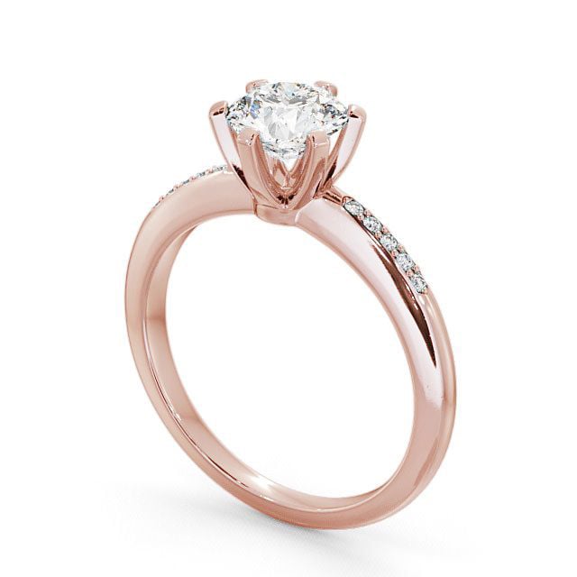 Round Diamond Engagement Ring 18K Rose Gold Solitaire With Side Stones - Rosemount ENRD19S_RG_SIDE
