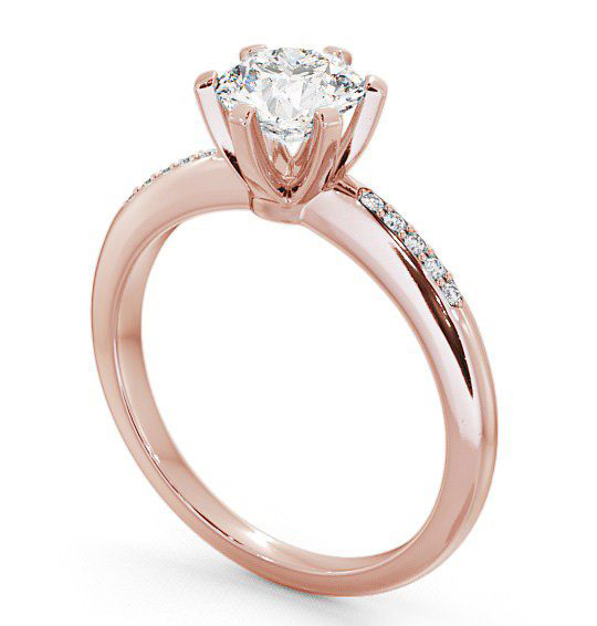 Round Diamond Classic 6 Prong Engagement Ring 9K Rose Gold Solitaire with Channel Set Side Stones ENRD19S_RG_THUMB1