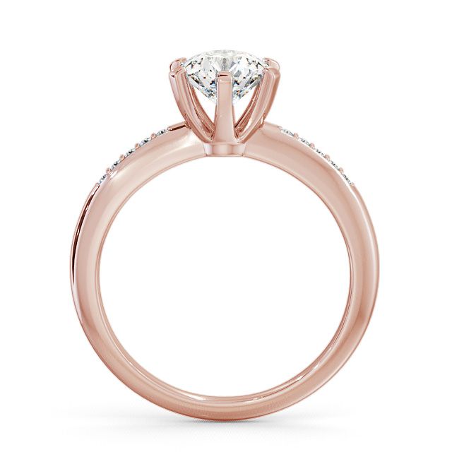 Round Diamond Engagement Ring 18K Rose Gold Solitaire With Side Stones - Rosemount ENRD19S_RG_UP