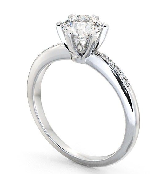 Round Diamond Classic 6 Prong Engagement Ring Platinum Solitaire with Channel Set Side Stones ENRD19S_WG_THUMB1