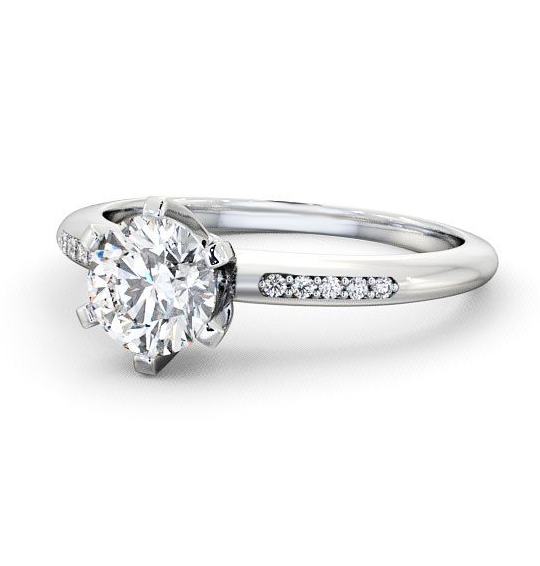 Rosemount Round Diamond Engagement Ring Six Claw Side Stones ENRD19S_WG_THUMB2 