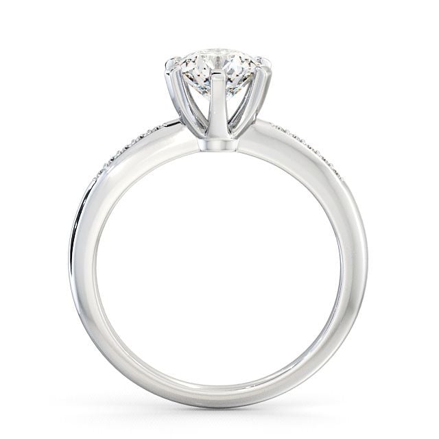 Round Diamond Engagement Ring 18K White Gold Solitaire With Side Stones - Rosemount ENRD19S_WG_UP