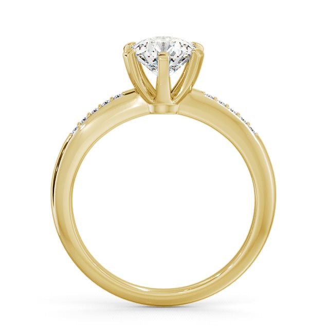 Round Diamond Engagement Ring 18K Yellow Gold Solitaire With Side Stones - Rosemount ENRD19S_YG_UP