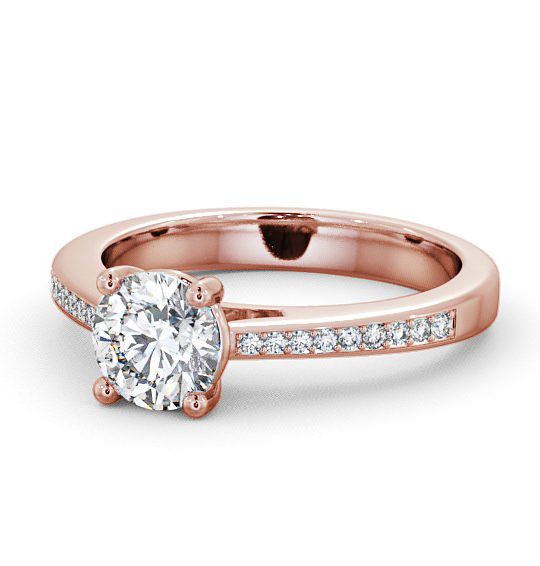  Round Diamond Engagement Ring 9K Rose Gold Solitaire With Side Stones - Abbeydale ENRD1S_RG_THUMB2 