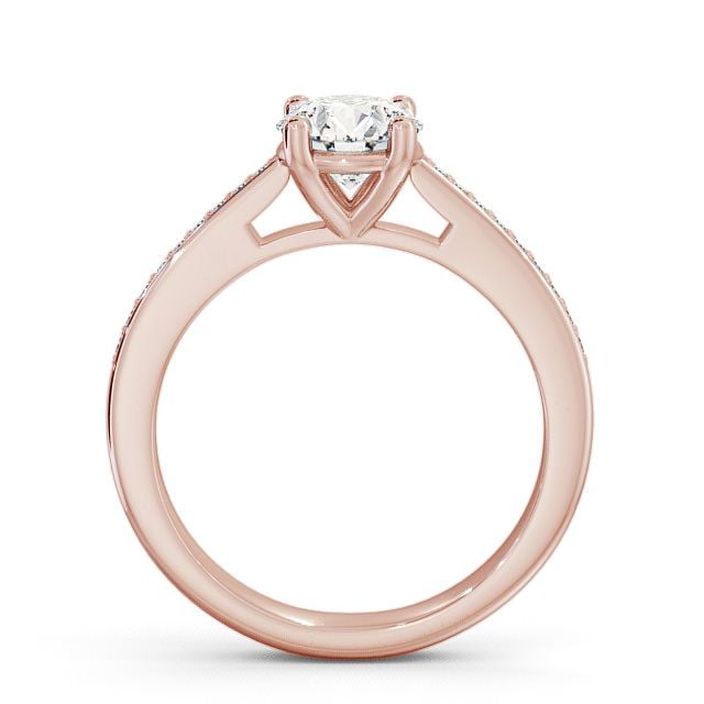 Round Diamond Engagement Ring 18K Rose Gold Solitaire With Side Stones - Abbeydale ENRD1S_RG_UP