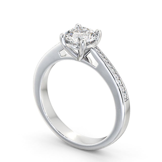 Round Diamond Engagement Ring 9K White Gold Solitaire With Side Stones - Abbeydale ENRD1S_WG_SIDE