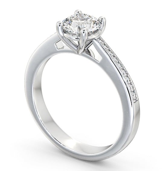  Round Diamond Engagement Ring 9K White Gold Solitaire With Side Stones - Abbeydale ENRD1S_WG_THUMB1 