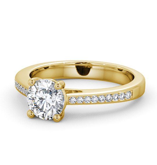  Round Diamond Engagement Ring 9K Yellow Gold Solitaire With Side Stones - Abbeydale ENRD1S_YG_THUMB2 