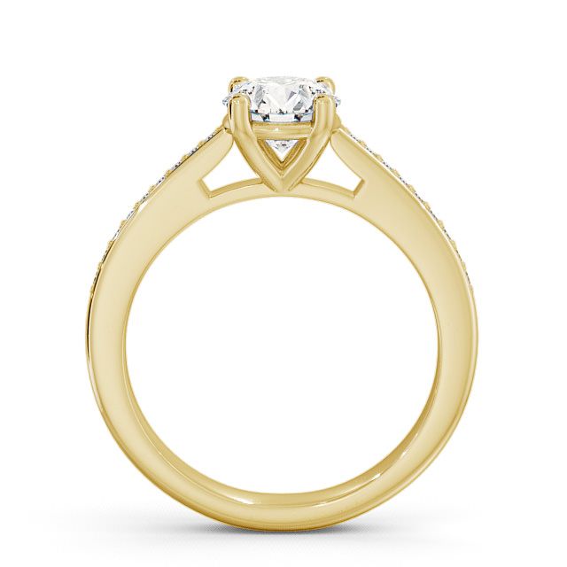 Round Diamond Engagement Ring 18K Yellow Gold Solitaire With Side Stones - Abbeydale ENRD1S_YG_UP