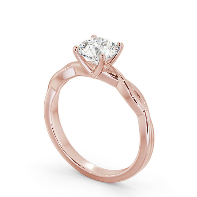 Round Diamond Engagement Ring 9K Rose Gold Solitaire - Lusby ENRD200_RG_SIDE