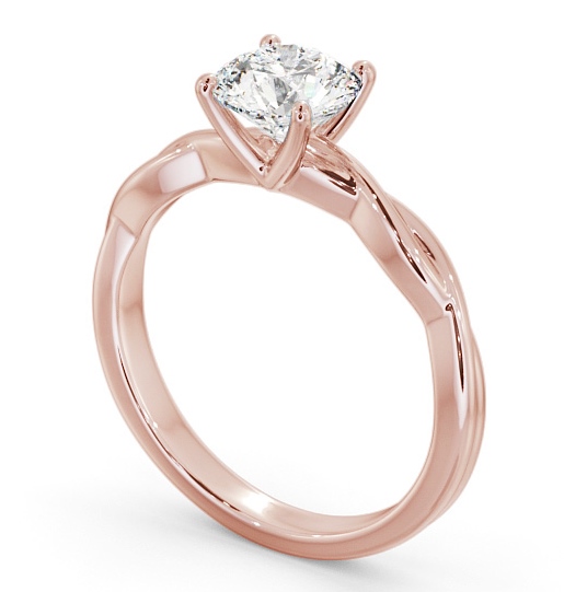 Round Diamond Crossover Band Engagement Ring 18K Rose Gold Solitaire ENRD200_RG_THUMB1