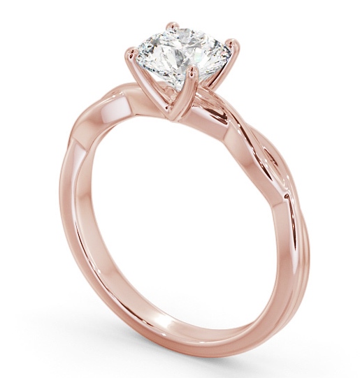 Round Diamond Crossover Band Engagement Ring 18K Rose Gold Solitaire ENRD200_RG_THUMB1 