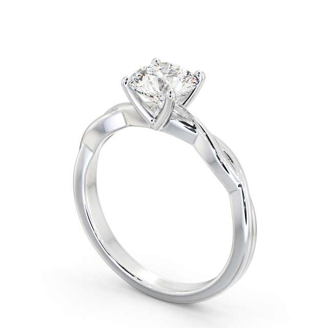 Round Diamond Engagement Ring 9K White Gold Solitaire - Lusby ENRD200_WG_SIDE