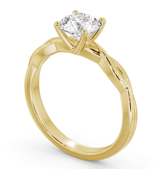 Round Diamond Crossover Band Engagement Ring 9K Yellow Gold Solitaire ENRD200_YG_THUMB1