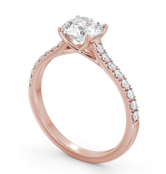 Round Diamond Trellis Style Engagement Ring 18K Rose Gold Solitaire with Channel Set Side Stones ENRD200S_RG_THUMB1