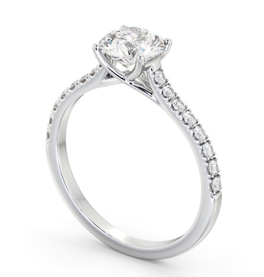 Round Diamond Trellis Style Engagement Ring 18K White Gold Solitaire with Channel Set Side Stones ENRD200S_WG_THUMB1 