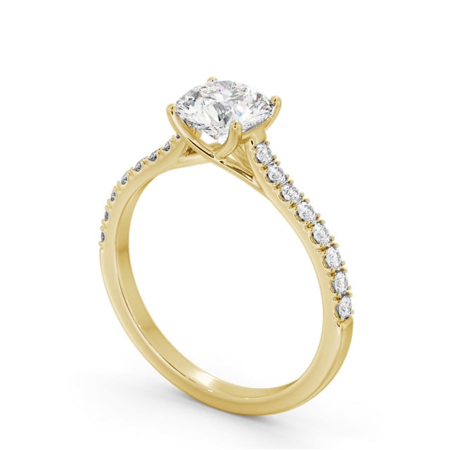 Round Diamond Engagement Ring 18K Yellow Gold Solitaire With Side Stones - Easby ENRD200S_YG_SIDE