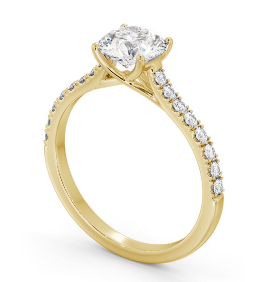 Round Diamond Engagement Ring 18K Yellow Gold Solitaire With Side Stones - Easby ENRD200S_YG_THUMB1