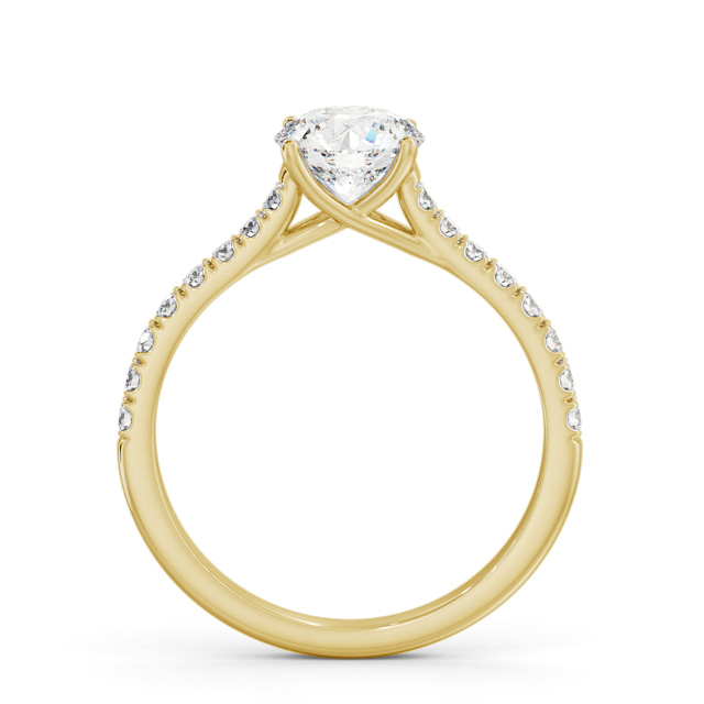 Round Diamond Engagement Ring 18K Yellow Gold Solitaire With Side Stones - Easby ENRD200S_YG_UP