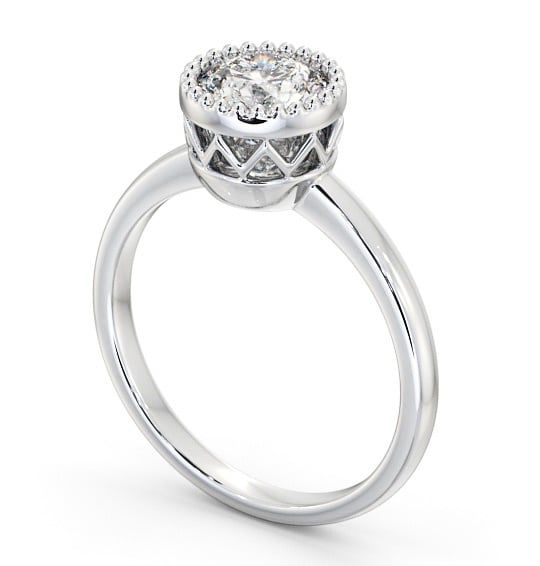 Round Diamond Intricate Design Engagement Ring 9K White Gold Solitaire ENRD201_WG_THUMB1