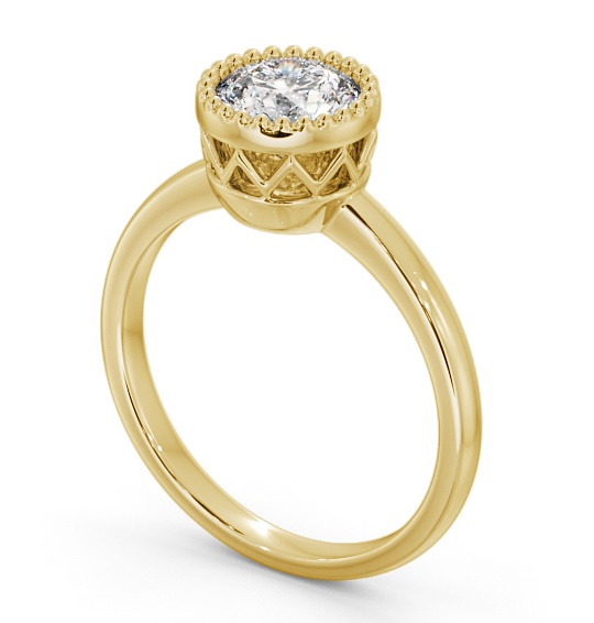 Round Diamond Intricate Design Engagement Ring 18K Yellow Gold Solitaire ENRD201_YG_THUMB1